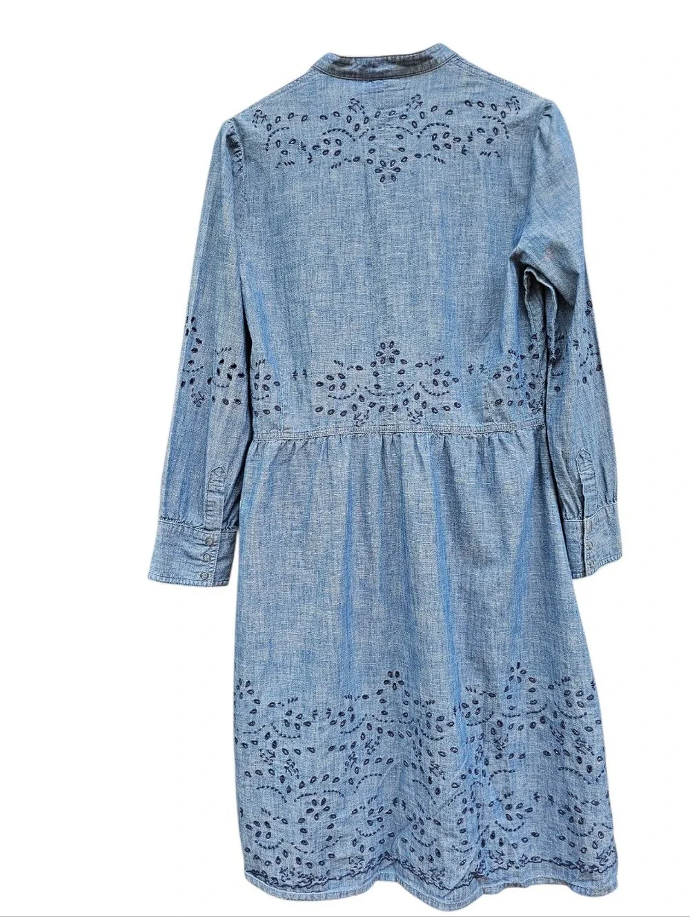 Lucky Brand Blue Chambray Eyelet Button-Front Midi Dress - Picture 9 of 11